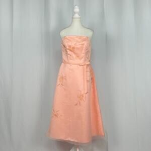Bella Formula By Venus Peach Pink Floral Strapless Party Dress Cute New Size 12